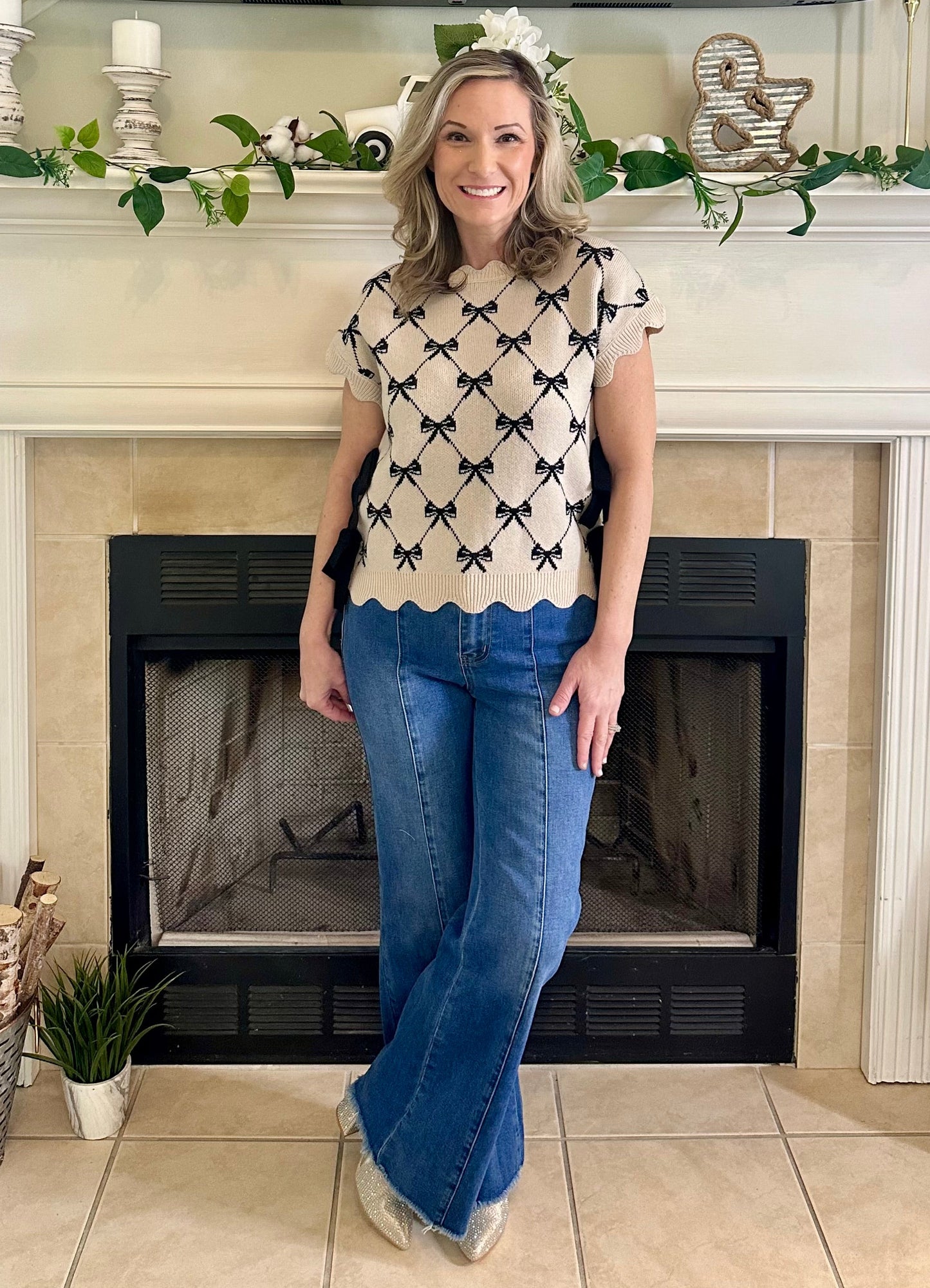 Henley High-Waisted Wide-Leg Jeans