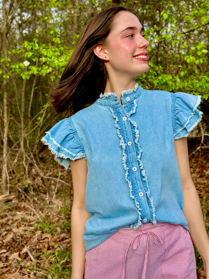 Vada Ruffled Denim Top