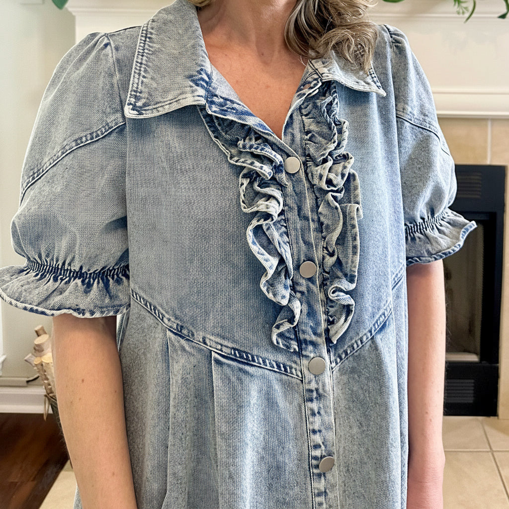 London Denim Ruffled Dress