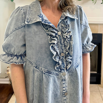 London Denim Ruffled Dress