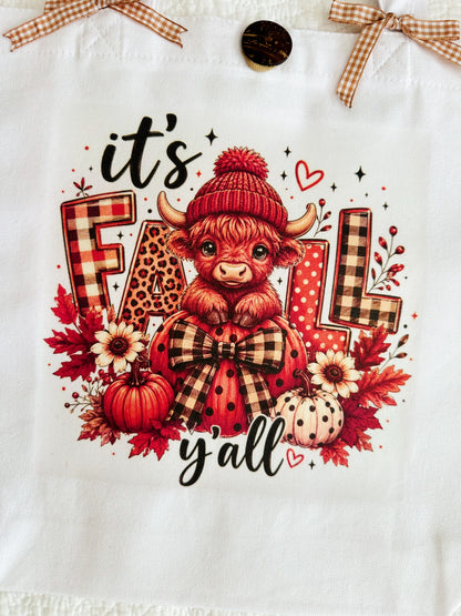 It's Fall Y'all Highland Cow Handmade Custom Graphic Tote Bag