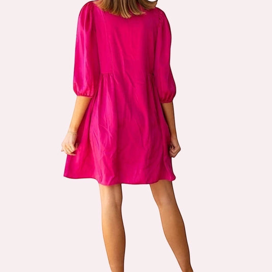 Hot Pink Satin Babydoll Dress is the perfect combination of elegance and playful charm. Featuring a shiny satin finish, this dress boasts a flattering babydoll silhouette.