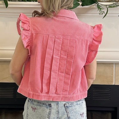 Brynn Ruffled Corduroy Vest