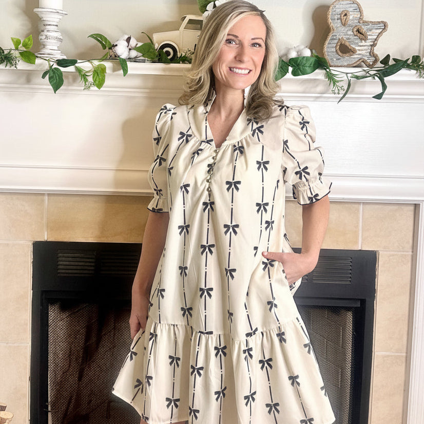 Jolie Bow Print Dress