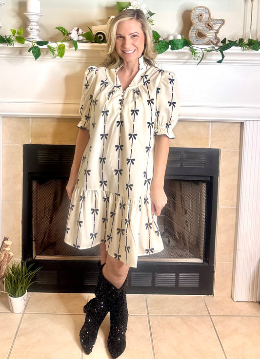 Jolie Bow Print Dress