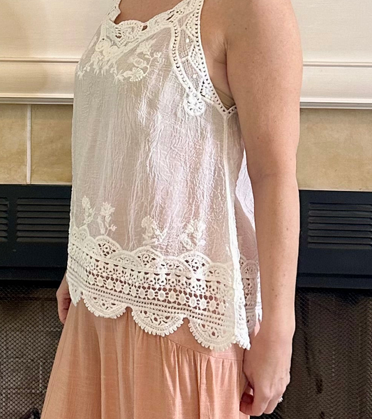 Adalee Lace Embroidered Cami Top