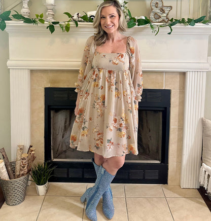 Indy Floral Chiffon Babydoll Dress