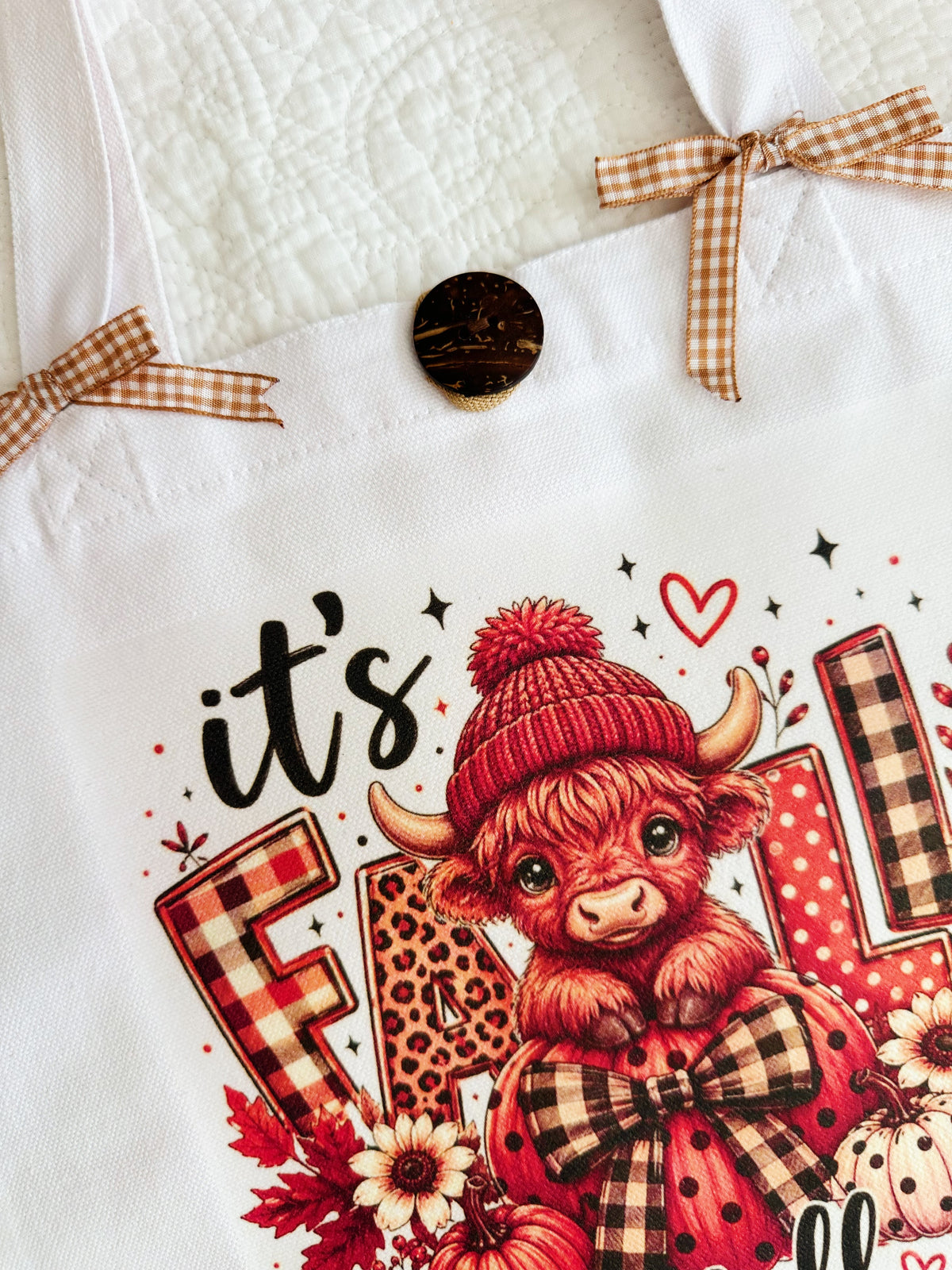 It's Fall Y'all Highland Cow Handmade Custom Graphic Tote Bag