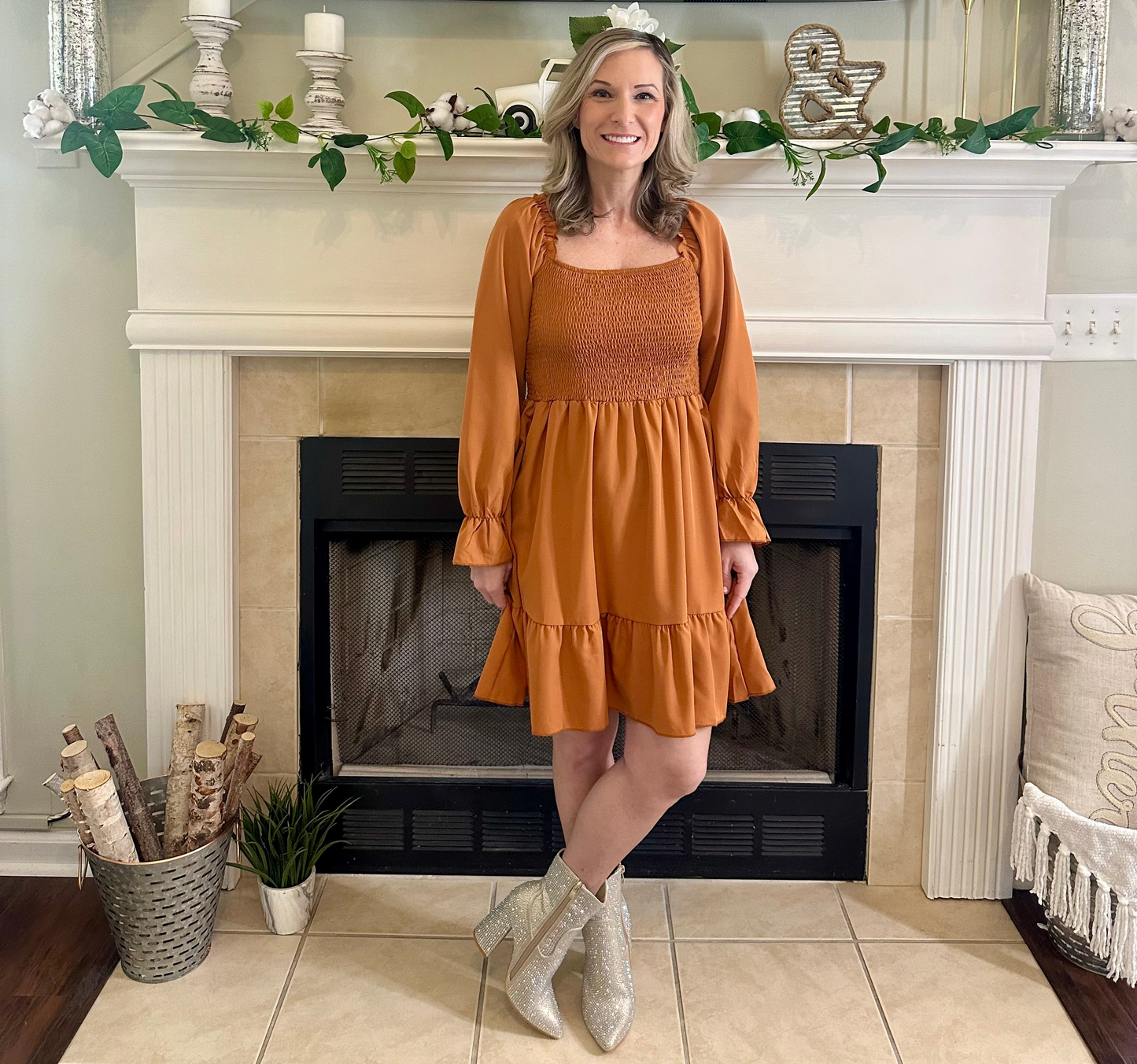 Carly Smocked Ruffle Dress