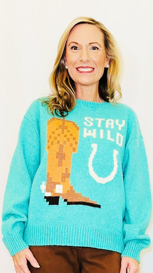 Stay Wild Western Knit Sweater