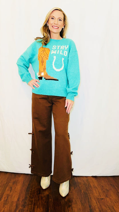 Stay Wild Western Knit Sweater