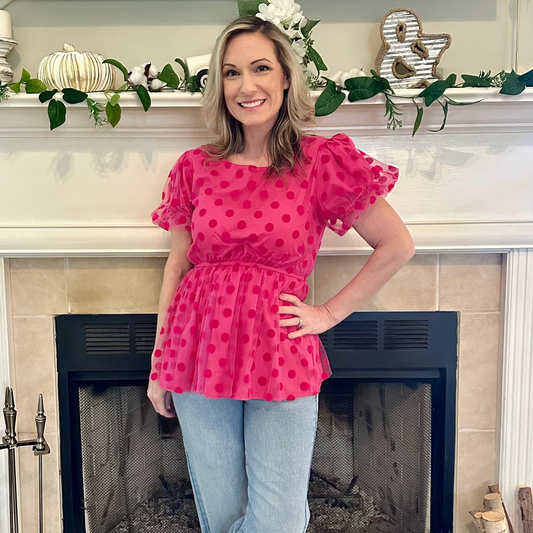 Adeline Polka Dot Peplum Blouse