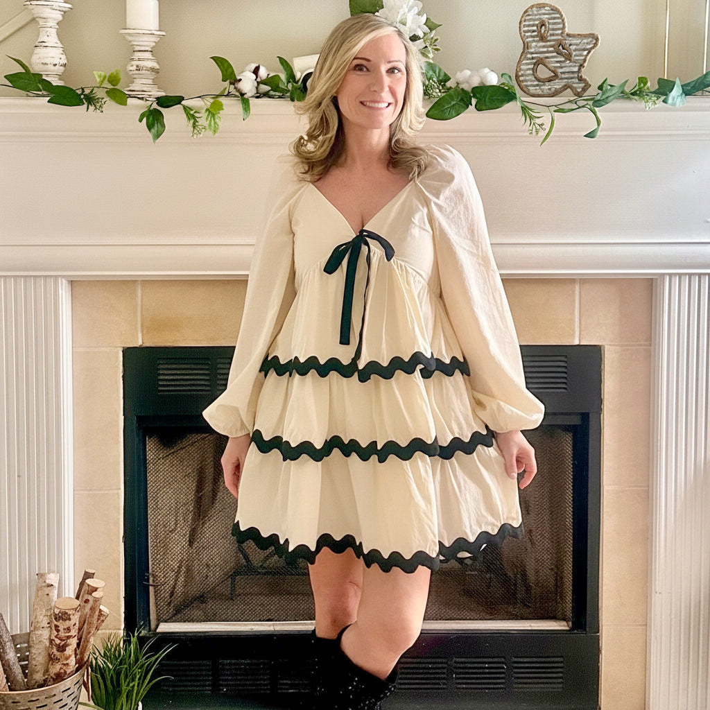 Elle Tiered Ric-Rac Mini Dress