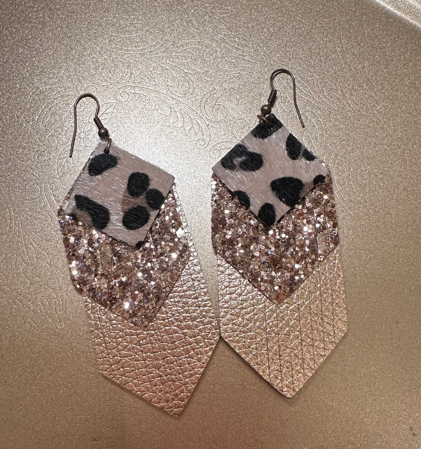 Leopard Print Layered Dangle Earrings
