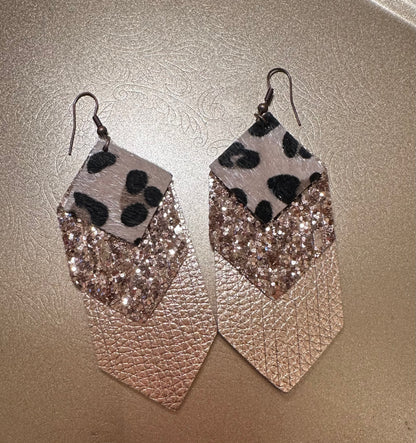 Leopard Print Layered Dangle Earrings