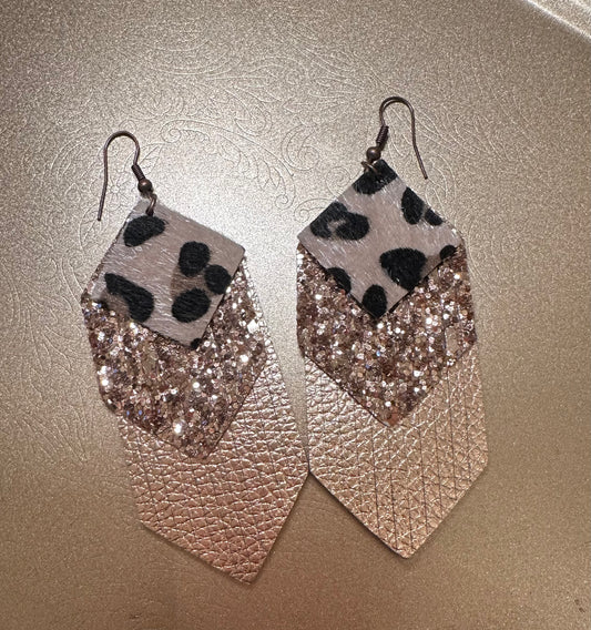 Leopard Print Layered Dangle Earrings