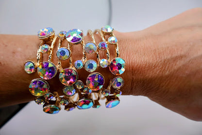 Radiant Bubble Stone Hinged Bracelet