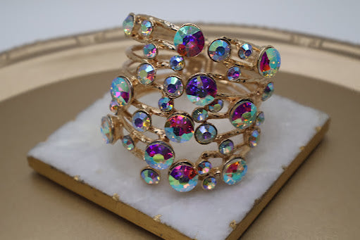 Radiant Bubble Stone Hinged Bracelet