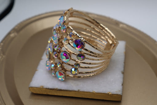 Radiant Bubble Stone Hinged Bracelet
