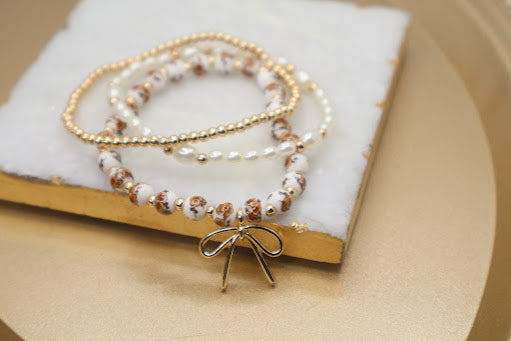 Whimsical Bow Multi-Layered Bracelet Set