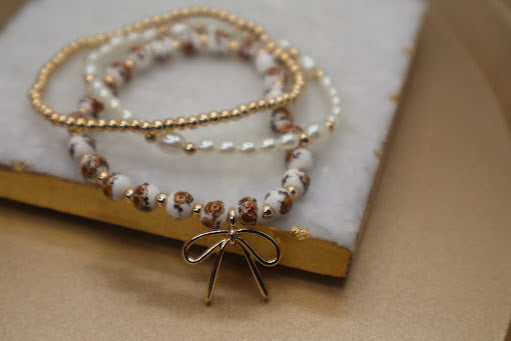 Whimsical Bow Multi-Layered Bracelet Set