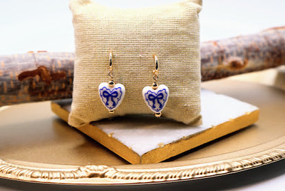 Charming Heart  &  Bow Hoop Earrings
