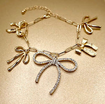 Dazzling Bow Charm Paperclip Bracelet