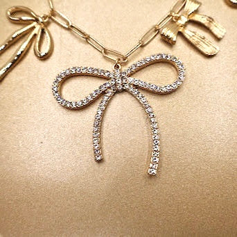 Dazzling Bow Charm Paperclip Bracelet