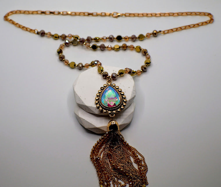 Prismatic Elegance Tassel Necklace