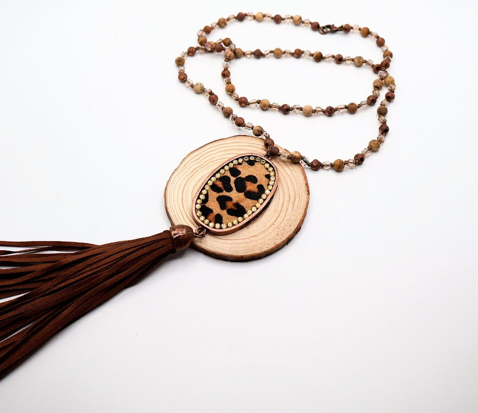 Leopard Luxe Tassel Necklace