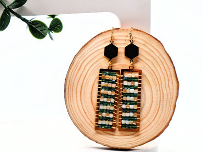 Emerald Glow Woven Earrings