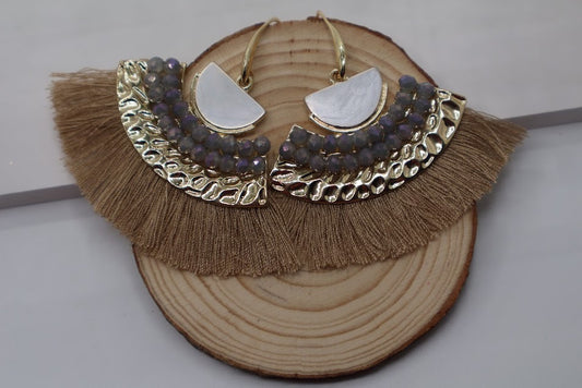Golden Glow Fringe Fan Earrings