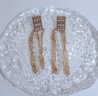 Golden Glamour Fringe Earrings