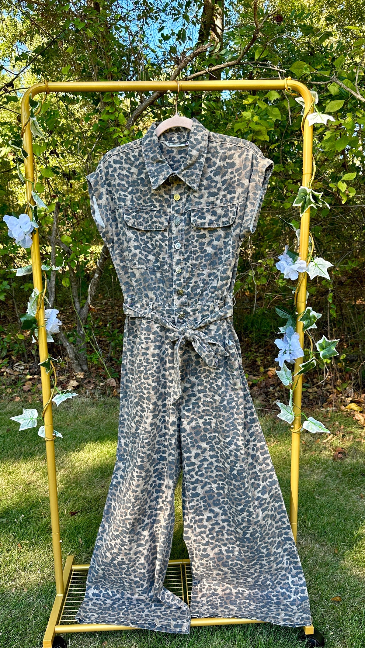 Sloane Leopard Print Belted Jumpsuit