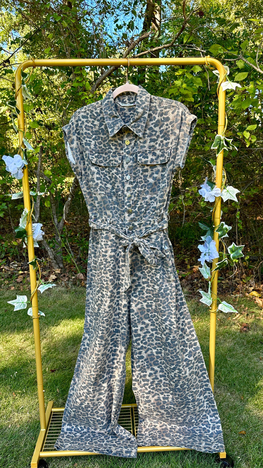 Sloane Leopard Print Belted Jumpsuit