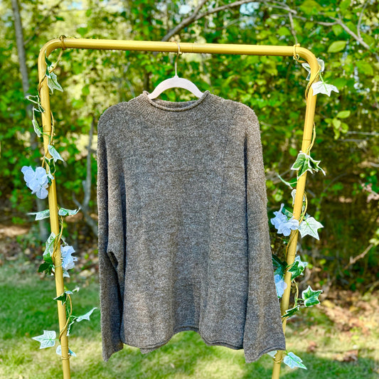 Morgan Heather Brown Mock Neck Sweater