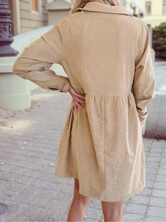 Oatmeal Corduroy Shirt Dress.
