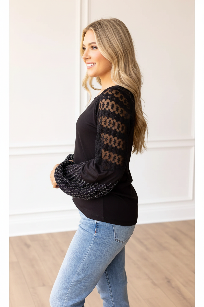 Chloe Lace Sleeve Top