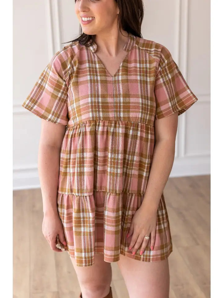 Blush Plaid Daydream Dress