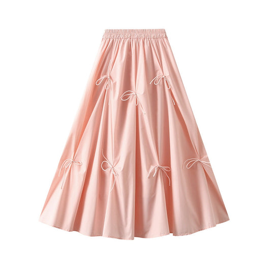 Blush Pink Bow Detail Midi Skirt is a feminine and elegant piece designed to elevate your wardrobe. This flowy midi skirt features delicate bow accents throughout.